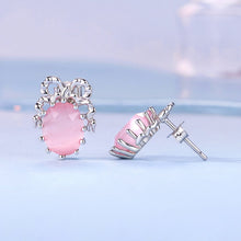 Load image into Gallery viewer, 925 Sterling Silver White Gold Plated Earrings with Transparent Glass, 1.6x1.2cm for Women
