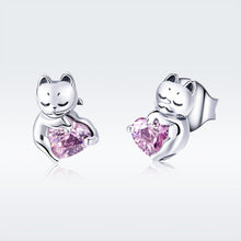 Load image into Gallery viewer, 925 Sterling Silver Earrings with Pavé Setting and Oxidized Finish for Women
