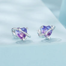 Load image into Gallery viewer, 925 Sterling Silver Earrings with CZ and Transparent Glass in White Gold Plating for Women

