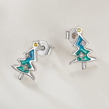Load image into Gallery viewer, 925 Sterling Silver Enamel Pavé CZ Earrings for Women
