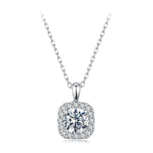 Load image into Gallery viewer, 925 Sterling Silver Moissanite 1.4x1.0cm White Gold Plated Necklace 40+5cm for Women
