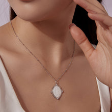 Load image into Gallery viewer, 925 Sterling Silver Necklace with White Gold Plating, 40+5cm Length, CZ &amp; Mother of Pearl Pendant for Women

