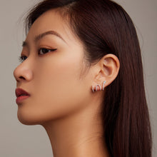 Load image into Gallery viewer, 925 Sterling Silver Earrings with Plated Platinum and Pavé Setting CZ, 1.5x2.2cm for Women
