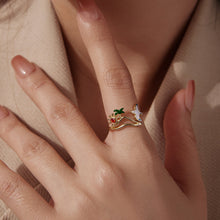 Load image into Gallery viewer, 925 Sterling Silver Enamel Pavé Setting CZ Gold Plated Ring for Women
