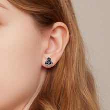 Load image into Gallery viewer, 925 Sterling Silver Oxidized Enamel Plum Blossom Earrings for Women - 1.2 x 1.0 cm
