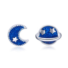 Load image into Gallery viewer, 925 Sterling Silver Earrings for Women - Enamel Moon and Sun Design, 0.7x0.6cm, 0.6x0.8cm
