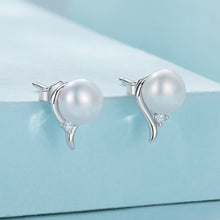 Load image into Gallery viewer, 925 Sterling Silver Pavé Setting CZ &amp; Natural Fresh Water Earrings for Women - 10*7mm
