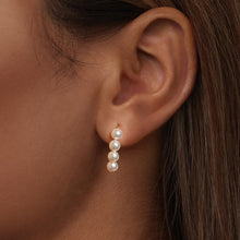 Load image into Gallery viewer, 925 Sterling Silver White Gold Plated Earrings with Quality Shell Pearl, 2.1*0.5cm for Women
