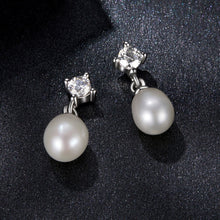 Load image into Gallery viewer, 925 Sterling Silver Moissanite 0.10 Carat Earrings with Freshwater Pearl for Women
