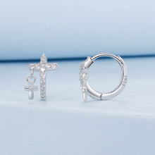 Load image into Gallery viewer, 925 Sterling Silver Earrings with Pavé Setting CZ in White Gold, Size 13*8mm for Women
