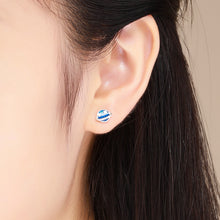 Load image into Gallery viewer, 925 Sterling Silver Earrings for Women - Enamel Moon and Sun Design, 0.7x0.6cm, 0.6x0.8cm
