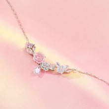 Load image into Gallery viewer, 925 Sterling Silver Necklace with CZ &amp; Resin Pendant, 18x39mm, Plated with White Gold
