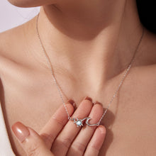 Load image into Gallery viewer, 925 Sterling Silver Necklace with Sea Stone and Pavé CZ, 40+5cm, Plated White Gold for Women
