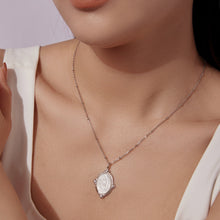 Load image into Gallery viewer, 925 Sterling Silver Necklace with White Gold Plating, 40+5cm Length, CZ &amp; Mother of Pearl Pendant for Women
