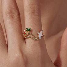 Load image into Gallery viewer, 925 Sterling Silver Enamel Pavé Setting CZ Gold Plated Ring for Women
