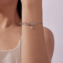 Load image into Gallery viewer, 925 Sterling Silver Adjustable Chain Bracelet with White Gold Plating and CZ for Women
