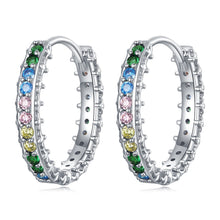 Load image into Gallery viewer, 925 Sterling Silver Stud Earrings with CZ in Pavé Setting
