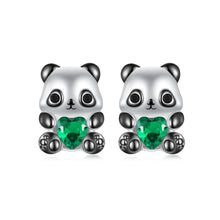 Load image into Gallery viewer, 925 Sterling Silver Earrings with Pavé Setting CZ in White and Black Gold
