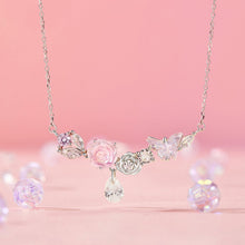 Load image into Gallery viewer, 925 Sterling Silver Necklace with CZ &amp; Resin Pendant, 18x39mm, Plated with White Gold
