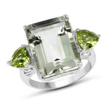 Load image into Gallery viewer, 11.90 Carat Genuine Green Amethyst and Peridot .925 Sterling Silver Ring
