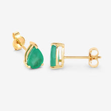 Load image into Gallery viewer, 1.30 Carat Genuine Zambian Emerald 10K Yellow Gold Earrings

