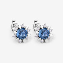Load image into Gallery viewer, 1.87 Carat Genuine Blue Sapphire and White Diamond 14K White Gold Earrings
