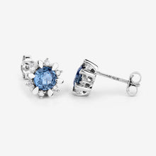 Load image into Gallery viewer, 1.87 Carat Genuine Blue Sapphire and White Diamond 14K White Gold Earrings
