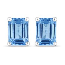 Load image into Gallery viewer, 3.20 Carat Genuine Swiss Blue Topaz .925 Sterling Silver Earrings
