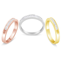 Load image into Gallery viewer, 10K Yellow, White and Rose Gold over .925 Sterling Silver 5/8 Cttw Diamond Channel-Set Stackable Band Ring Set (H-I Color, I1-I2 Clarity) - Size 6 3/4
