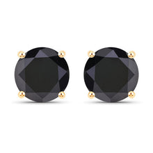Load image into Gallery viewer, 4.12 Carat Genuine Black Diamond 14K Yellow Gold Earrings
