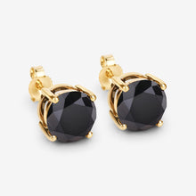 Load image into Gallery viewer, 4.12 Carat Genuine Black Diamond 14K Yellow Gold Earrings
