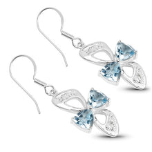 Load image into Gallery viewer, 5.06 Carat Genuine Blue Topaz and White Topaz .925 Sterling Silver Earrings
