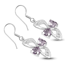 Load image into Gallery viewer, 4.06 Carat Genuine Pink Amethyst &amp; White Topaz .925 Sterling Silver Earrings
