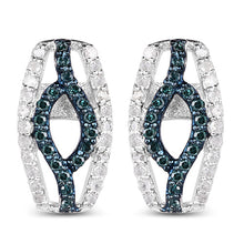 Load image into Gallery viewer, 0.42 Carat Genuine Blue Diamond &amp; White Diamond .925 Sterling Silver Earrings
