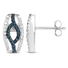 Load image into Gallery viewer, 0.42 Carat Genuine Blue Diamond &amp; White Diamond .925 Sterling Silver Earrings
