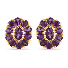 Load image into Gallery viewer, 18K Yellow Gold Plated 3.84 Carat Genuine Amethyst .925 Sterling Silver Earrings
