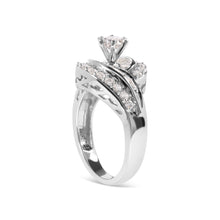 Load image into Gallery viewer, 14K White Gold 1.00 Cttw Round and Baguette cut Diamond Swirl Cocktail Ring (H-I Color, SI2-I1 Clarity) - Ring Size 7
