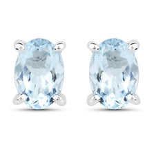 Load image into Gallery viewer, 1.20 Carat Genuine Aquamarine .925 Sterling Silver Earrings
