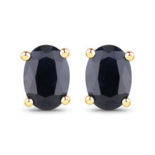 Load image into Gallery viewer, 0.96 Carat Genuine Blue Sapphire 10K Yellow Gold Earrings
