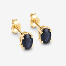 Load image into Gallery viewer, 0.96 Carat Genuine Blue Sapphire 10K Yellow Gold Earrings
