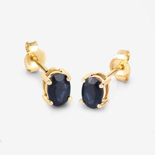 Load image into Gallery viewer, 0.96 Carat Genuine Blue Sapphire 10K Yellow Gold Earrings
