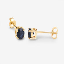Load image into Gallery viewer, 0.96 Carat Genuine Blue Sapphire 10K Yellow Gold Earrings
