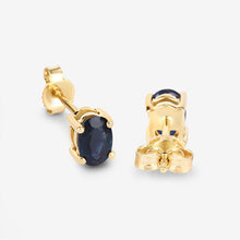Load image into Gallery viewer, 0.96 Carat Genuine Blue Sapphire 10K Yellow Gold Earrings

