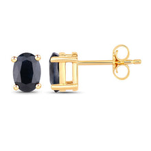 Load image into Gallery viewer, 0.96 Carat Genuine Blue Sapphire 10K Yellow Gold Earrings
