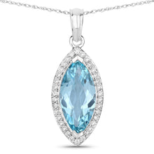 Load image into Gallery viewer, 2.55 Carat Genuine Aquamarine and White Diamond 14K White Gold Pendant

