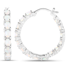 Load image into Gallery viewer, 2.05 Carat Genuine Created Opal .925 Sterling Silver Earrings
