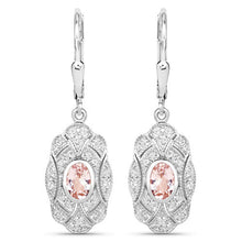 Load image into Gallery viewer, 1.04 Carat Genuine Morganite and White Topaz .925 Sterling Silver Earrings
