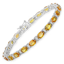 Load image into Gallery viewer, 12.33 Carat Genuine Orange Sapphire and White Diamond 14K White Gold Bracelet

