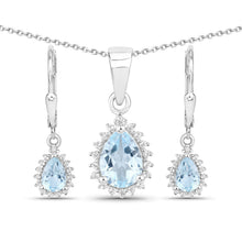 Load image into Gallery viewer, 2.00 Carat Genuine Blue Topaz and White Topaz .925 Sterling Silver Jewelry Set
