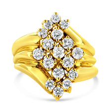 Load image into Gallery viewer, 10K Yellow Gold 1 1/2 Cttw Diamond Cluster Tapered Shank Cocktail Ring Cocktail Ring (I-J Color, I1-I2 Clarity) - Ring Size 7
